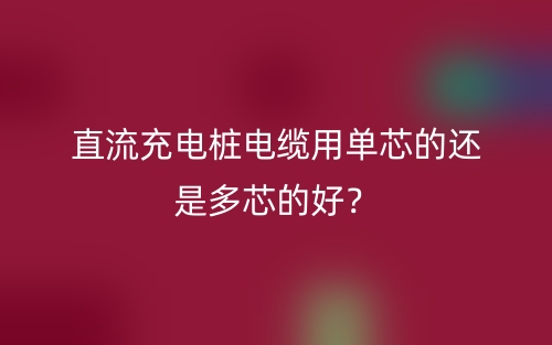 直流充電樁電纜用單芯的還是多芯的好？(圖1)