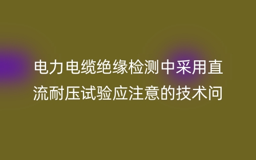 電力電纜絕緣檢測中采用直流耐壓試驗應注意的技術問題(圖1)