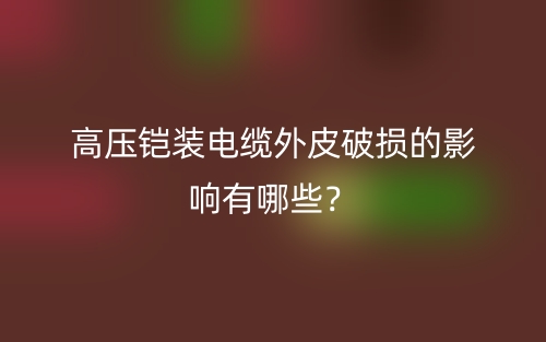 高壓鎧裝電纜外皮破損的影響有哪些？(圖1)