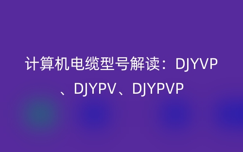 計算機(jī)電纜型號解讀：DJYVP、DJYPV、DJYPVP(圖1)